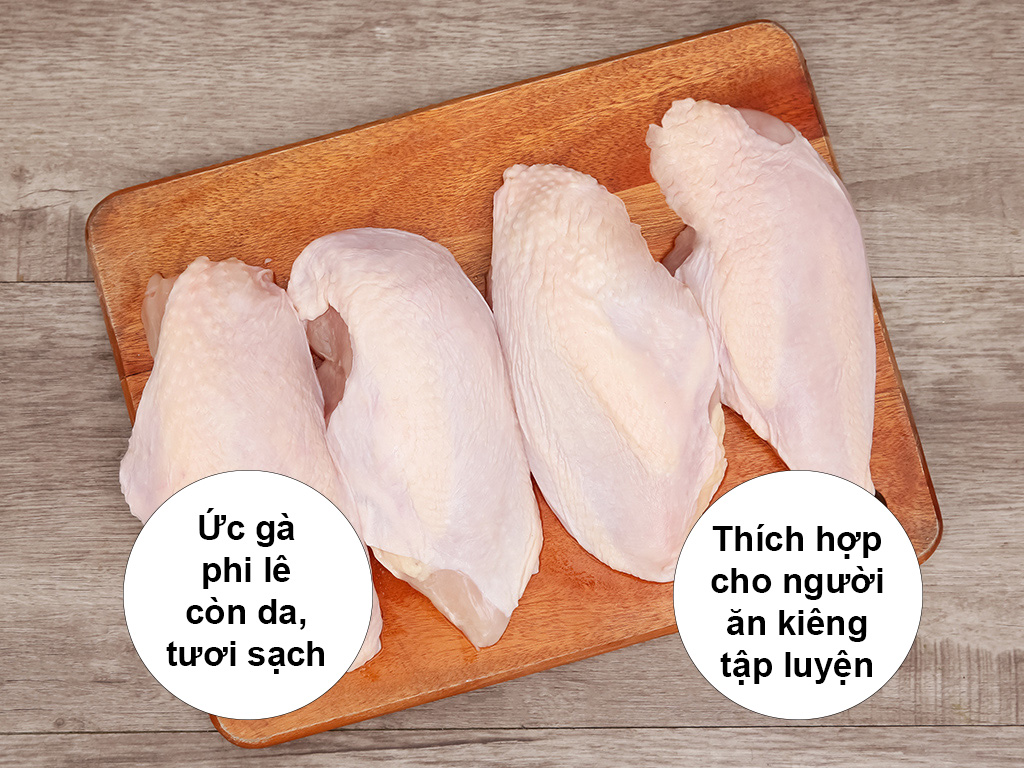 Ức gà phi lê có da C.P 1kg (2 - 4 miếng) 1