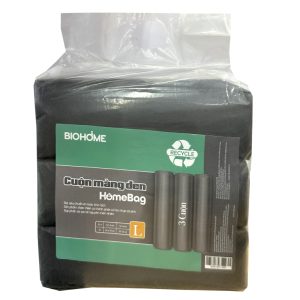 3 cuộn túi đựng rác đen hạt nhựa tái sinh Biohome 64x78cm (1kg)
