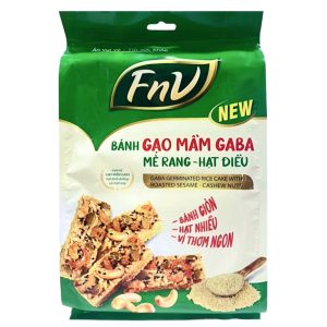 Bánh gạo mầm gaba mè rang hạt điều FnV gói 72g (6 thanh x 12g)