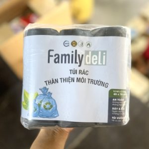 Túi đựng rác Deli màu đen 65*78/12b*3cuộn*1kg
